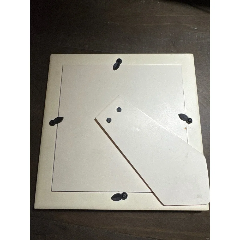 Cream Square Wood Ribbed Picture Frame with Black White Toile Fabric Mat 8x8